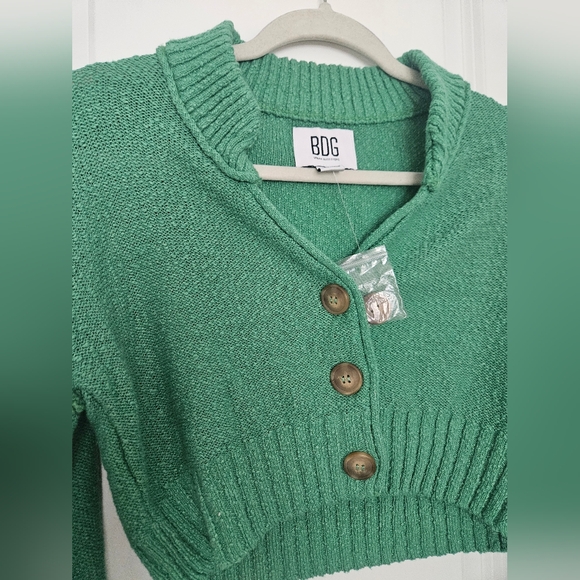 NWOT Urban Outfitters BDG Green Cropped Cardigan Sweater Size XS - Picture 6 of 11